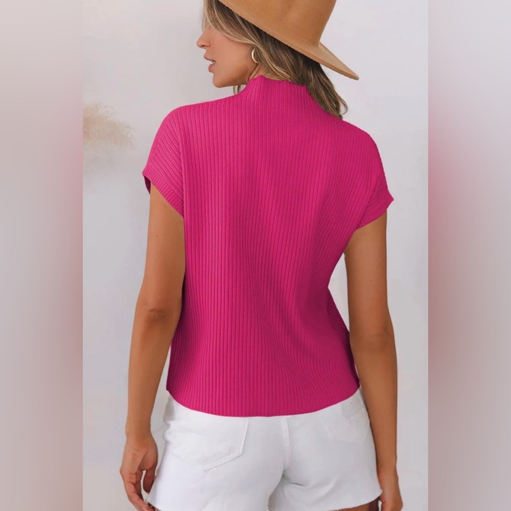 Women's Pink Ribbed Top - Picture 3 of 12